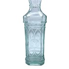 Decorative Clear Green Pressed Glass Bottle Or Vase W  Cork 10-1 4  Tall Spain