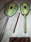 Vintage Art Deco Style Vanity Set Hand Mirror Brush Comb Floral Gold Tone 3 