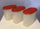 Vintage 2pc Set Tupperware Food Storage Container W  Red Lid 7 1 4 Cups  1613-3