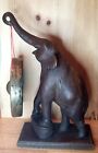 Antique Elephant Dinner Gong  Wooden Antique 13  Tall
