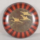 Vintage Japanese Lacquer Box Geese In Flight  Rice Stalks