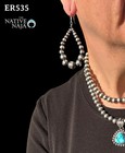 Large Sterling Silver Navajo Pearl French Hook Earrings Er535