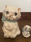 Hubley Cast Iron Kitty  Kitten Bank And Paperweight-blue Bow