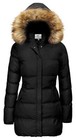  Women s Winter Thicken Puffer Coat Warm Jacket With Faux Fur Medium Black