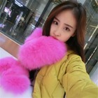 Women s Real Fox Fur Gloves Wrist Mittens W Hanging Rope Winter Warm Gloves