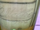 Antique 1907 Green Pressed Glass Bud Vase Mother Etching Gold Rim