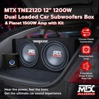 Mtx Tne212d 12  1200w Dual Loaded Car Subwoofers Box   Planet 1500w Amp With Kit