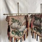 Pair Of Antique Victorian Silkwork Embroidered Table Top Face Screens C1880