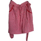 Pair Vintage Handmade Gingham Half Apron Set Blue Red Lace Trim Cottagecore 2pc