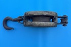 Vintage - 15     Wood Single Wheel Pulley Wooden Block   Tackle  Hook