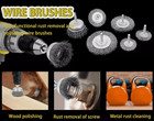 Wire Wheel Cup Brush Set Drill Attachment Coarse Crimped Carbon Steel Shank 6pcs