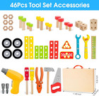 Kids Tool Set With Electric Drill  46 Pcs Wooden Toddler Play Tools Set With Too