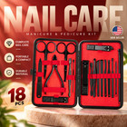 18pc Manicure Pedicure Kit Nail Clippers Cuticle Grooming Tools Kit