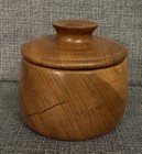 Hand Turned Signed Wood Bowl  Trinket Box With Lid Cherry 1980