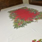 California Hand Prints Christmas Tablecloth Pinecones Holly   Gold Accents 52x64
