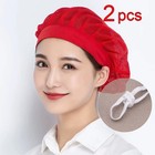 2pcs Cooking Chef Cap Chef Hat Kitchen Black Adjustable Food Service Hair Nets