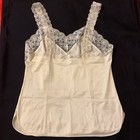Women s Ivory Satin Camisole Lingerie Top With Lace Trim  Satin Fabric
