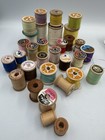 Vintage Sewing Supplies Thread Buttons  Wooden Spools Styrofoam Plastic  Conchos
