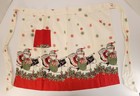 Vtg Christmas Half Apron Santa Sleigh Gifts Candy Cane Mid Century Kitschy Holly