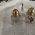 Vintage Hand Painted Glass Miniature Salt And Pepper Shakers Set Of 2 Floral