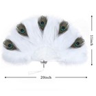 Colourful Peacock Marabou Feather Hand Fan Dance Folding Vintage Fancy Dress