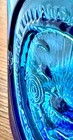 Vintage 7 1 2  Wheaton Nj Cobalt Blue  Rooster Smiling Sun Glass Canister Jar