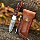 Mazedazemart 5 Pack Handmade Damascus Folding Knife W  Sharpener   Leather Sheat