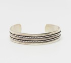 Vintage Native American Navajo Sterling Silver Rope Detail Bracelet Bell Tarding