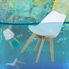 Set Of 2 Modern Style Chair Dining Chairs  Shell Lounge Plastic Chair With Natur