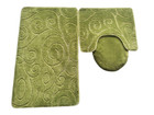 Scroll  Oversize 3pc Bathroom Set Contour  mat  toilet Lid Cover
