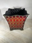 Burton burton Decorative Square Planter Cachepot Black Red Gold Lattice