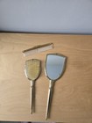 Vintage 3pc Gold Toned Dresser  Vanity Set - Mirror  Brush  Comb - Free Shipping