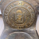 Vtg Antique University Of Michigan Brass Bookend 1940 s Only One Door Stop Np1