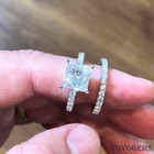 2 50 Ct Princess Cut Moissanite Bridal Set Engagement Ring Solid 14k White Gold