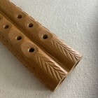 Vintage Wooden Balkan Double Flute Hand Carved Light Wood Wind Instrument