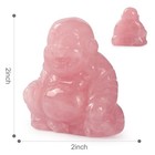 Artistone 2  Rose Quartz Laughing Buddha Statue  Healing Crystal Hand-carved    