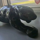  Mid Century Ceramic Stalking Black Panther Jeweled Eyes Statue Figurine  20 