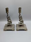 Exquisite Pair Of Antique Brass Cobra Candlesticks vintage Serpent Candleholders