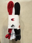 Champion Boys Crew Socks Small Black White Red 3 Pair Moisture Wicking Cushion