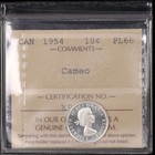1954 10c Iccs Pl66  cameo  Canada Silver Dime Blast White Ten Cent Proof Like