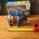 Vintage 1970s Plastic  Elephant Mechanical Savings Bank With Box 