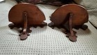 Vintage Wood Scrolled Wall Shelf With Round Mirror     Set Of 2