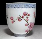 Eggshell Porcelain Cup   Vintage Chinese Hand Painted Cherry Blossoms   Birds