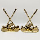 Vtg Solid Brass Golf Clubs Balls Bookends Desk Office Library Father Man Cave