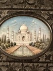 Antique 1800s Miniature Painting Taj Mahal In Carved Wood Frame