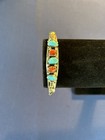 Vintage Sterling Silver Navajo Turquoise   Coral Cuff Bangle Nice Detail