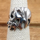 Vintage Elephant Mother   Child Sterling Silver Ring Sz  5 25