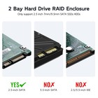Dual Bay Raid Hard Drive Enclosure With Usb 3 0 For 2 5 Inch Sata Ssd hdd  Su   