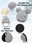 Winter Beanie Hat Scarf Gloves Ear Warmer Set For Women Fleece Lined Pom Pom    