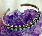 Vintage Navajo Sterling Silver Turquoise 6  Stamped Bracelet  15 12 Grams